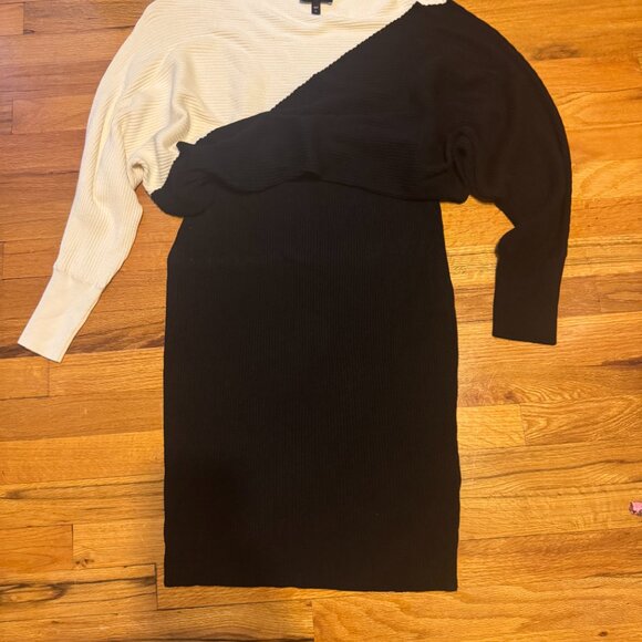 Express Color Block Asymmetrical Off-Shoulder Midi Sweater Dress – Size XL - Picture 10 of 11